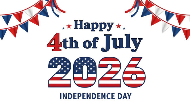 Happy 4th of july 2026 with american flag design