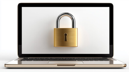 Laptop with padlock illustrating secured device access, symbolizing data protection, privacy compliance, and account control.
