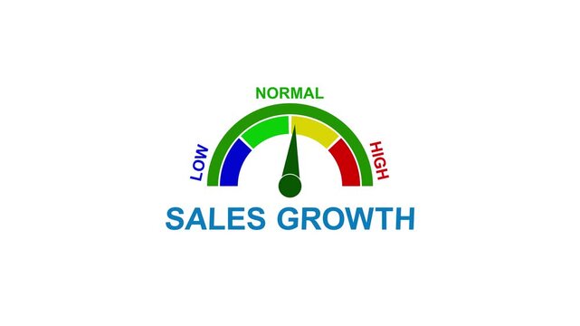 Sales Growth Gauge Meter Indicating Normal Level on White Background indicator measurement