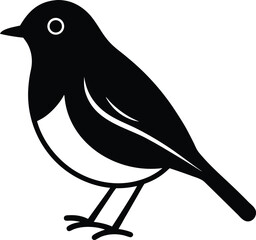 Charming european robin bird icon illustration