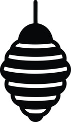 Hanging beehive icon with honeycomb and bee