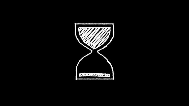 hourglass on black background animation