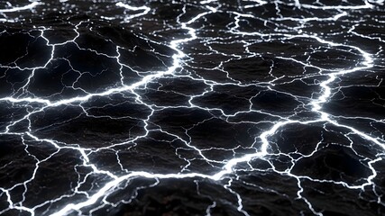 Electricity Lightning on Black Background