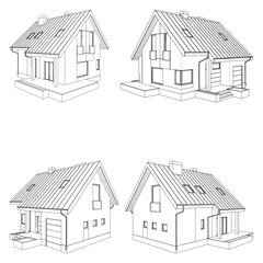 Residential Family House Vector. Modern Building Illustration Isolated On White Background. 