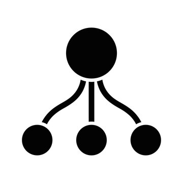 Simple black icon representing a hierarchical structure with a central node and three child nodes connected by curved lines