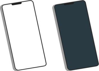 isometric smartphone mockup set blank and dark screen modern mobile phone design template