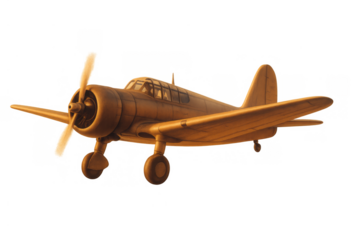 Vintage propeller airplane flying, historic warbird aircraft, classic aviation model on transparent background