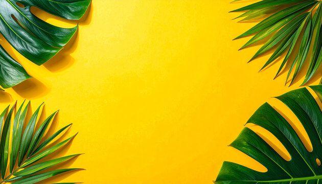 Exotic tropical leaves framing a bright yellow background
1 - Powered by Adobe
