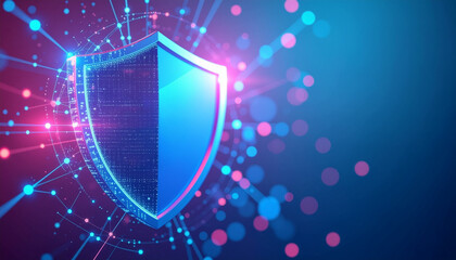 A digital shield representing cybersecurity and data protection