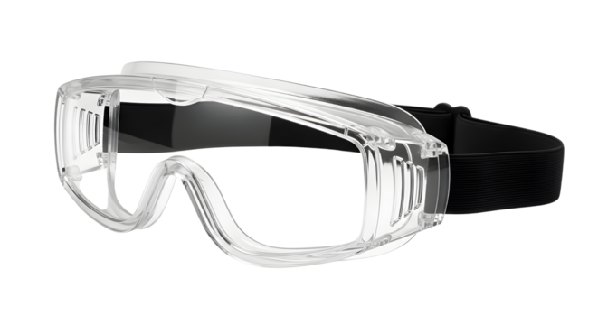 Clear Plastic Safety Goggles Product Shot Isolated on White Background