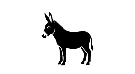 Obraz premium Silhouette donkey isolated white background