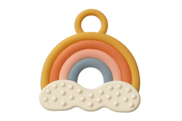 Silicone baby teether rainbow and cloud design