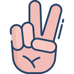 Obraz premium Close Up Of A Pink Human Hand Showing The Peace Symbol With Two Fingers Up Against A Transparent Background
