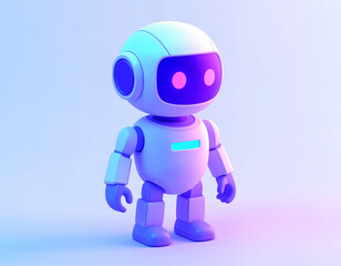 Fototapeta premium 3d AI robot with pastel bright glow and smooth soft surface