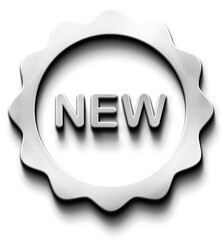 3D Silver Metallic New Badge Icon for Promotions in Neumorphic Style