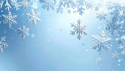 雪の結晶が舞うブルーの冬背景｜4Kリアリスティック・ミニマリスト・コピースペース付き,雪,雪の結晶,冬,背景