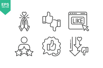 Set Of Feedback Line Icons. Set contains such icons as Feedback, Rating, Like, Dislike, Comment, and more.