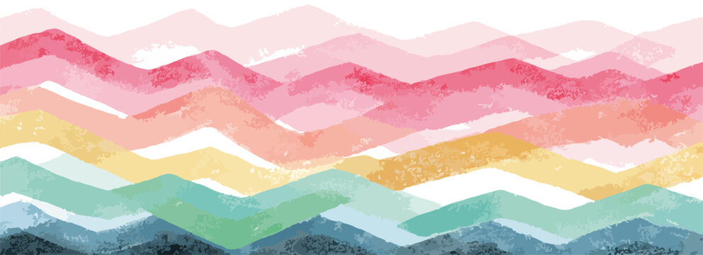 Padr&atilde;o abstrato de aquarela em zigue-zague com cores vibrantes e suaves, ideal para design gr&aacute;fico.