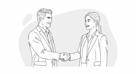 Business partners shaking hands after successful deal agreement.