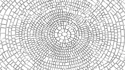 Obraz premium Padrão abstrato de mosaico circular em vetor com linhas finas e forma geométrica concêntrica