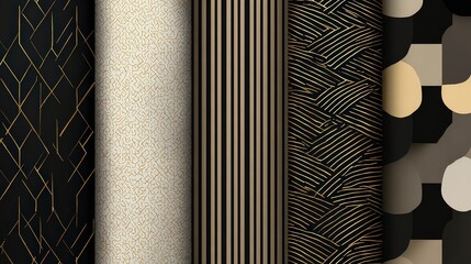 Collection Of Elegant Decorative Patterns In Gold And Black Tones Abstract Design Variations for Backgrounds Wallpaper and Textile