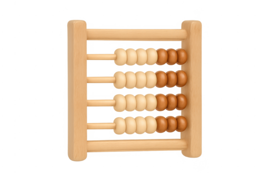 Wooden abacus counting math learning tool isolated