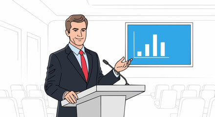 Professional Man Delivering a Business Presentation.