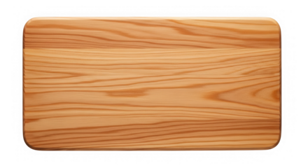 Wooden board with rounded corners isolated on transparent background
