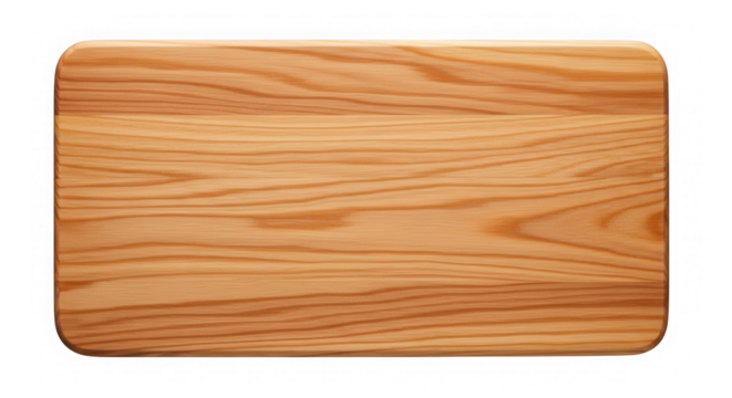 Wooden board with rounded corners isolated on transparent background