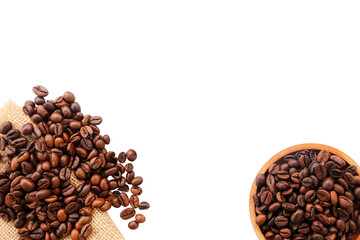frame made of coffee beans isolated on white background