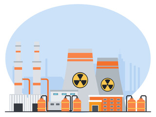 Nuclear power plant. Industry vector illustration. Flat illustration concept.