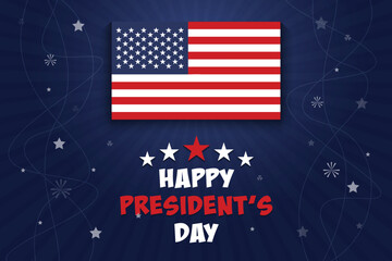 Happy President's Day Background Celebration with American Flag and Stars