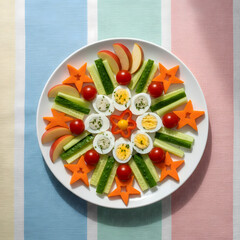 Colorful Healthy Snack Plate for Kids Concept