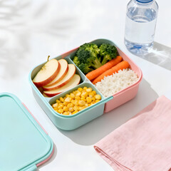 Healthy Lunchbox with Fresh Fruits and Vegetables