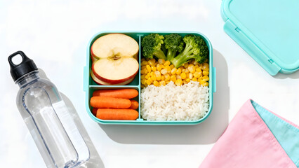 Healthy Lunchbox with Fresh Fruits and Vegetables