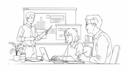 Business professionals collaborating in a meeting room.