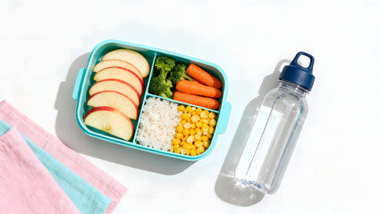 Healthy Lunchbox with Fresh Fruits and Vegetables