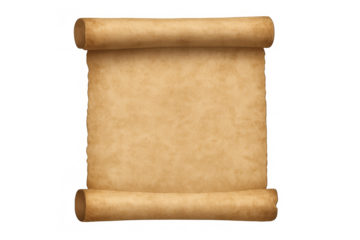 Unfurling old parchment scroll with blank aged paper texture a vintage document for history and antique concepts on transparent background