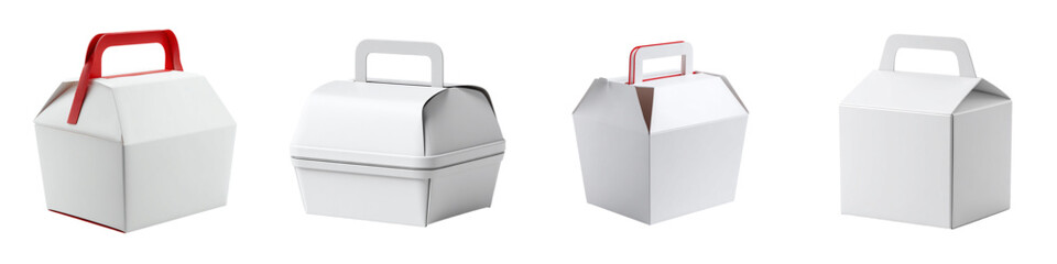 Stylish white gable boxes for takeout, gifts, or party favors, perfect for branding and packaging design mockups, offering versatility and modern appeal