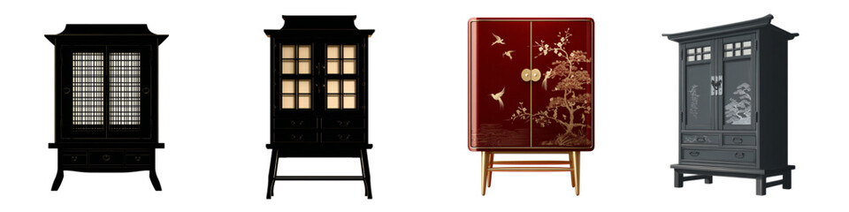 Elegant collection of antique cabinets offer timeless charm, showcasing vintage furniture with unique designs for sophisticated home decor, embodying history and style