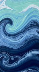 Mesmerizing Abstract Liquid Flow Dynamic Swirls of Blue and Green Fluid Art