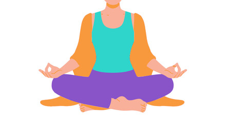 Obraz premium Woman in purple pants and teal top meditating in