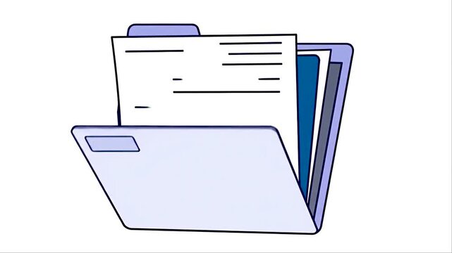 Illustration of a file folder with documents simple vector design element isolated on white background