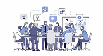 Business Team Brainstorming Session with Ideas and Strategy Discussion.