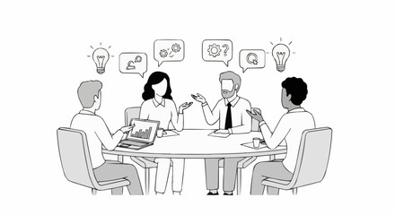 Team members brainstorming ideas during a business meeting.