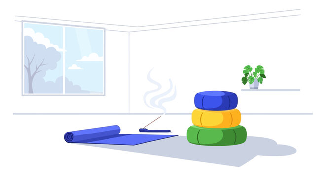 Digital illustration of yoga blocks and mat in a