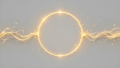 Line, light, gold, circle, background with glowing golden effect, flare and neon magic in PNG format, perfect overlay for transparent PNG art, adding line, light, gold elegance to designs. 