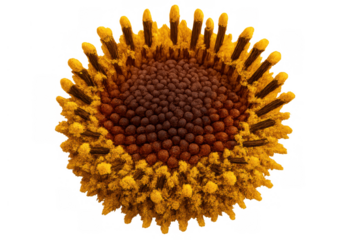 Ragweed yellow flower showing closeup of blooming pollen, a common allergen causing seasonal allergy symptoms