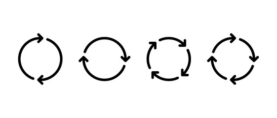 Cycle arrow icon set. Repeat, refresh, and reload symbol. Sync and rotation sign