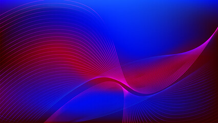 blue red gradient mesh abstract background with wavy lines